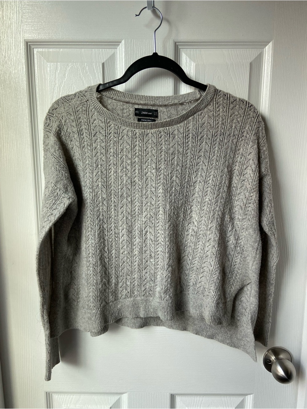 Zara Heather Gray Textured Crewneck Sweater